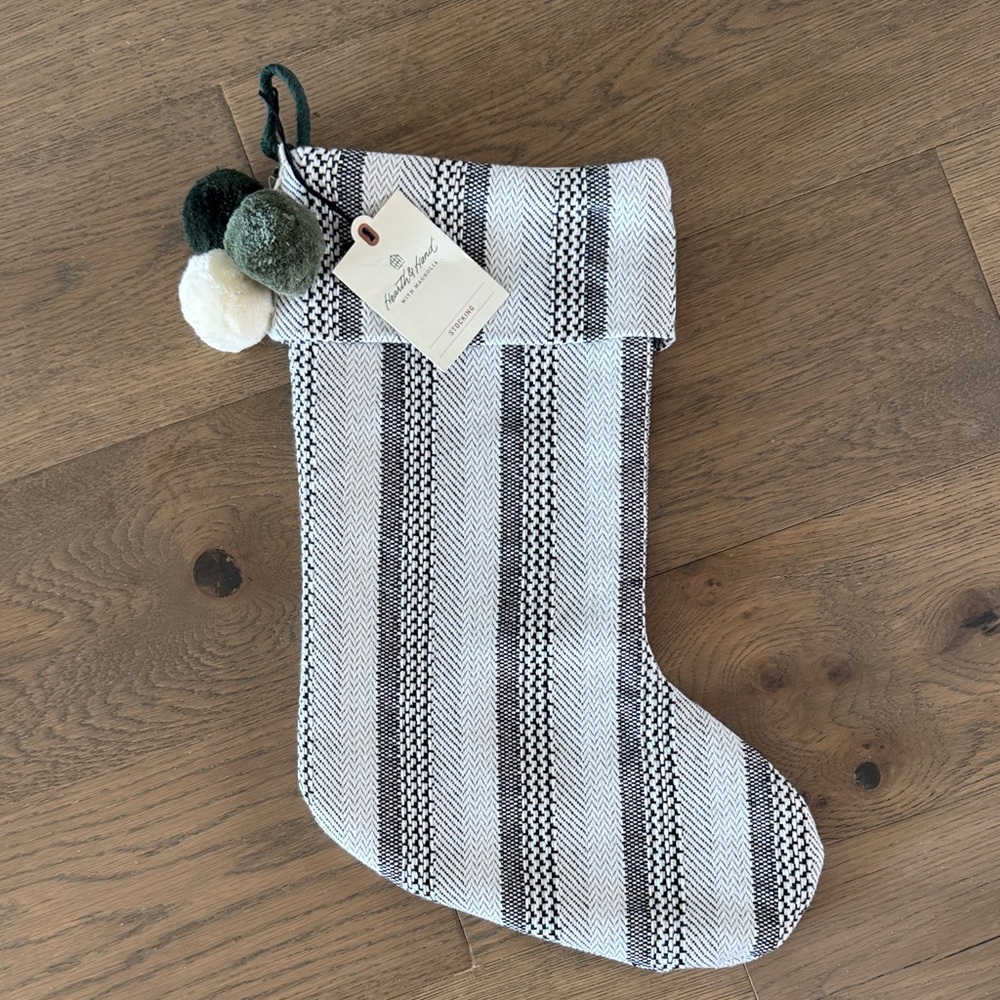 Elegant green and White Holiday Stocking